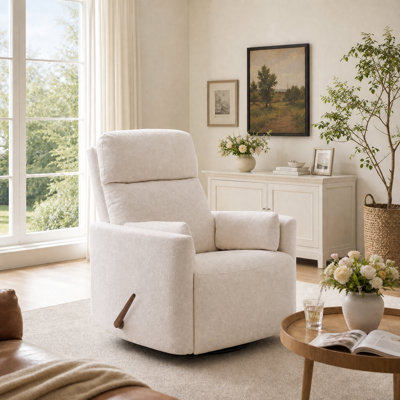 Zeno Oversized Swivel Recliner Chair With Massage And Heat,  White