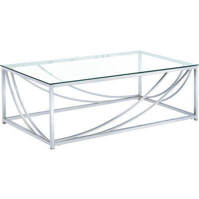 Table basse élégante en verre avec pieds en métal pour le salon principal: 17 pouces de hauteur, 47,12 de largeur, 23,5 de profondeur, style minimaliste, polyvalence contemporaine, hauteur, largeur, apparence luxueuse,