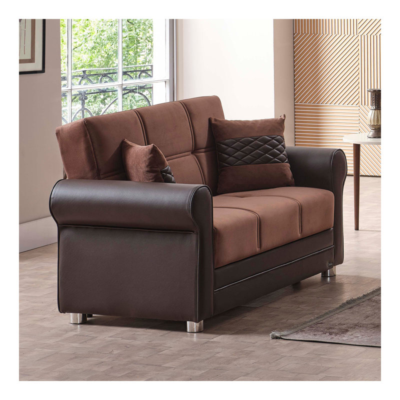 Causeuse convertible avec rangement Primenest Ithara Collection, brun, Brun / brun rougeâtre