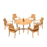 Algrave Round 6 - Person Long Teak Dining Set
