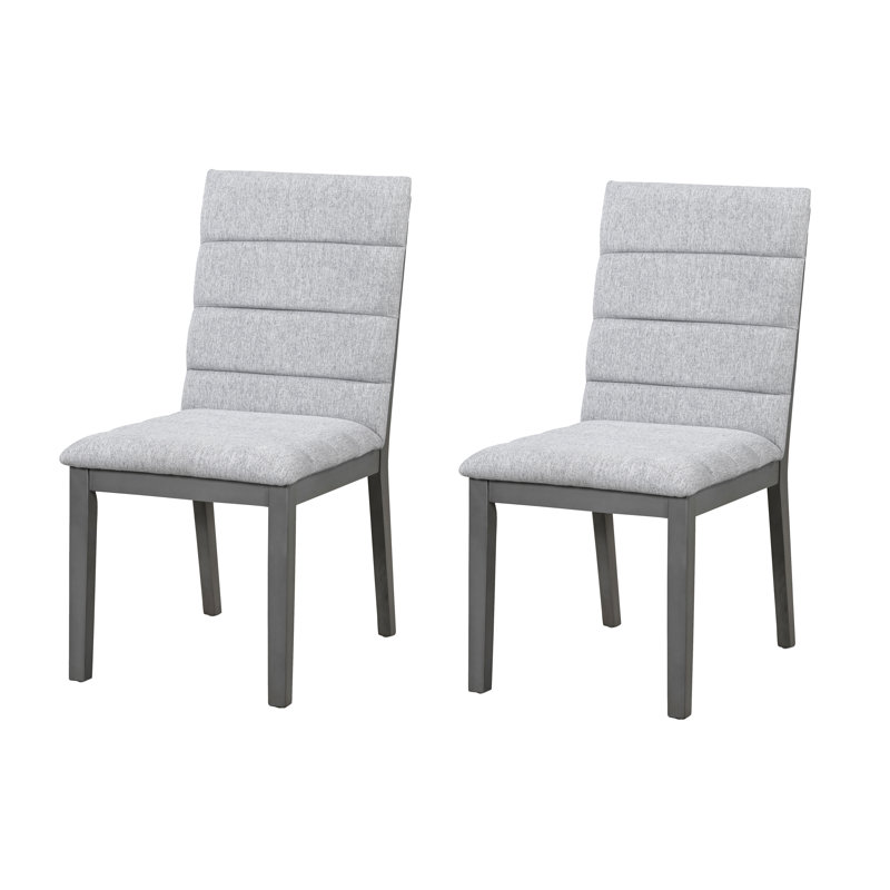 Chaises de salle à manger rembourrées avec pieds en bois d'hévéa Yvaine, Coussin gris / structure gris chêne