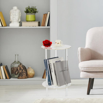 Modern Acrylic Detachable End Table, 2-Tier Round Coffee Table, Multifunctional Clear Nightstand For Living Room, Bedroom, And Study Room