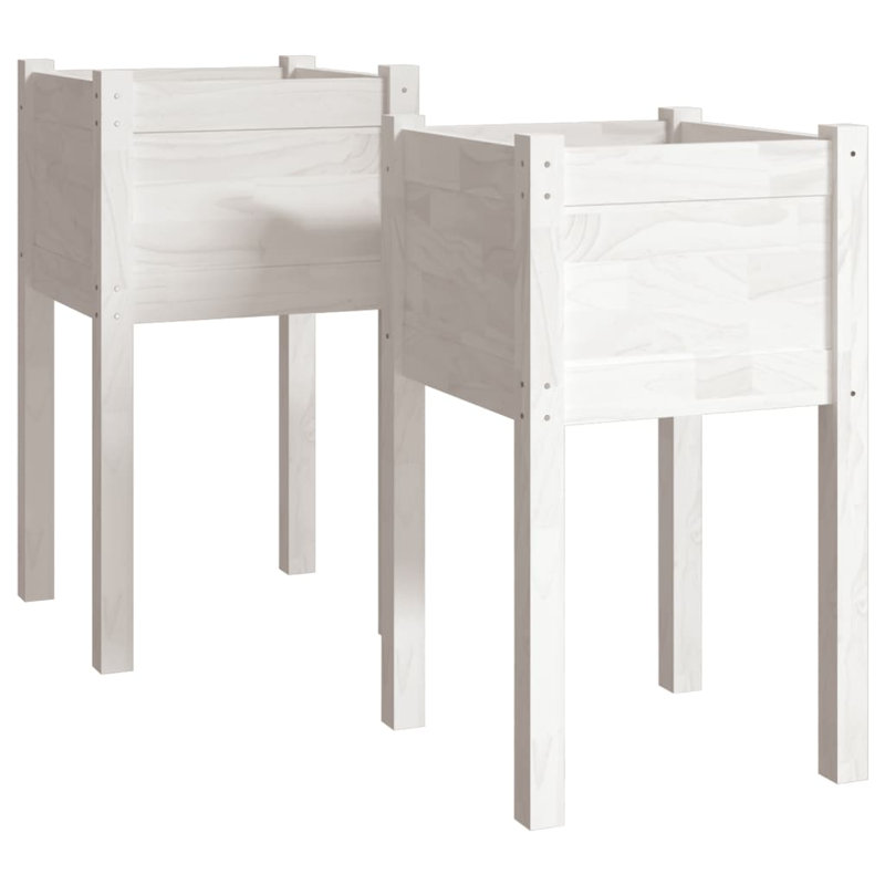 Alastar Wood Elevated Planter, White, 70cm H x 40cm W x 40cm D