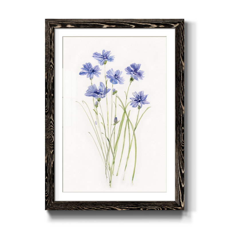 Bleuet botanique délicat - impression, H 37,5 po x l 27,5 po x P 1,5 po, Noir