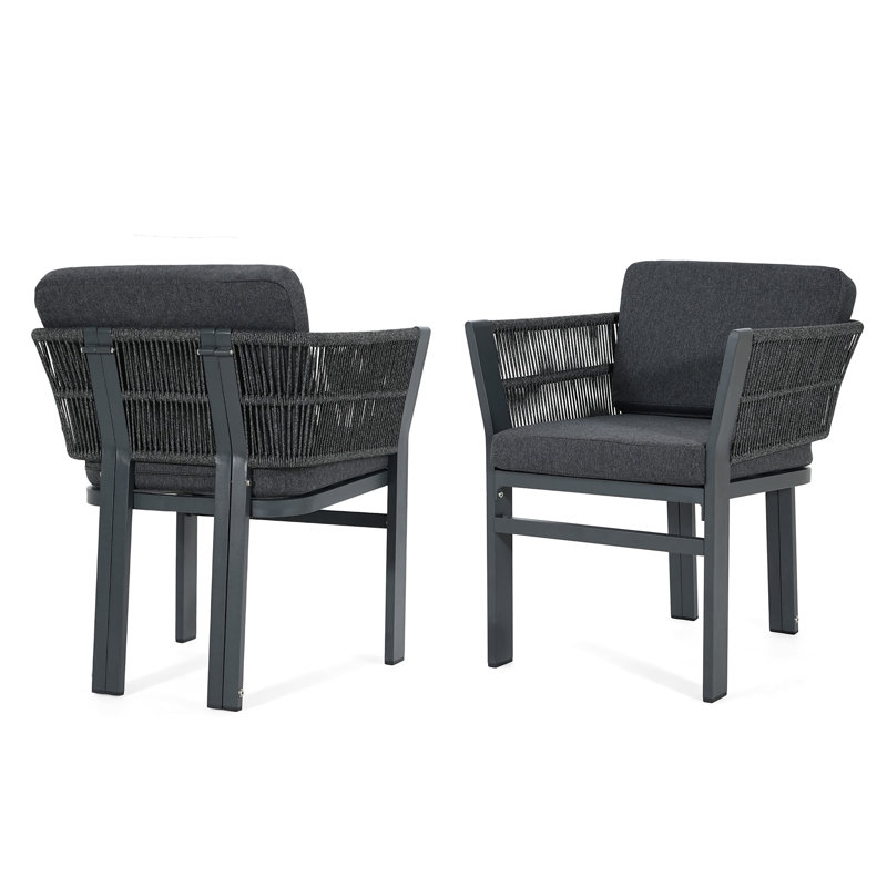 Ensemble de 2 chaises de salle à manger d'extérieur, Gris, Gris