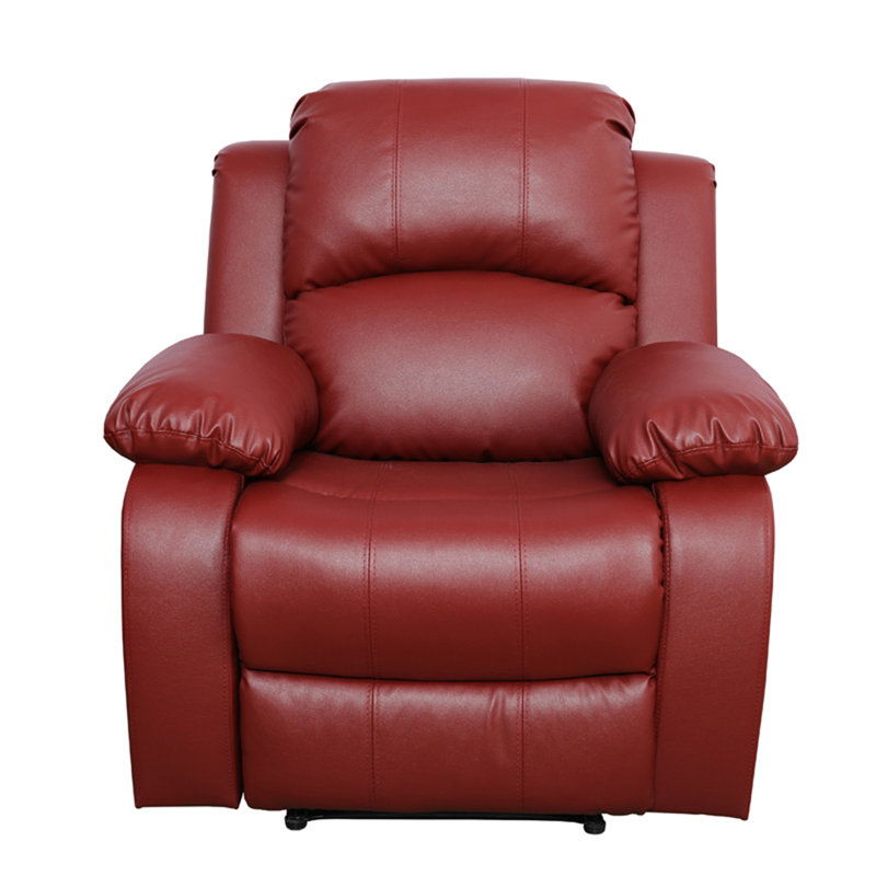 Azuredee 38.5" Wide Red Faux Leather Manual Standard Recliner Sofa Chair, Red Faux Leather