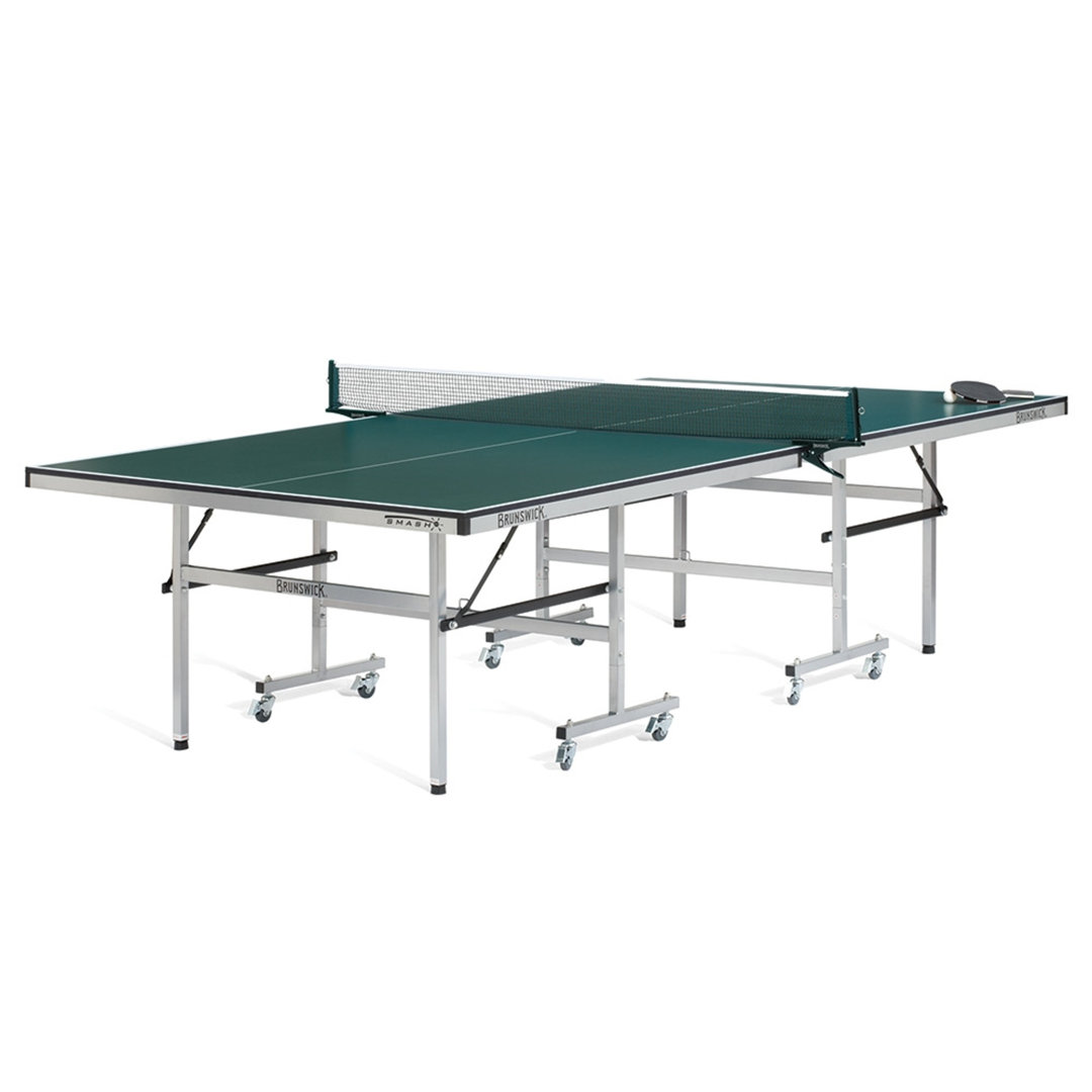 Brunswick Smash 3.0 – Foldable Indoor Table Tennis Table – Ready-to-Play with Net, 2 Paddles & 3 Balls, 16mm Green Top, Sturdy Undercarriage & Easy-Roll Wheels Brunswick Billiards