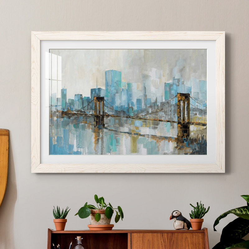 Teal City Shadows - Cadre photo, reproduction d'art sur papier, H 31,5 po x l 23,5 po x P 1,5 po, Papier encadré blanc