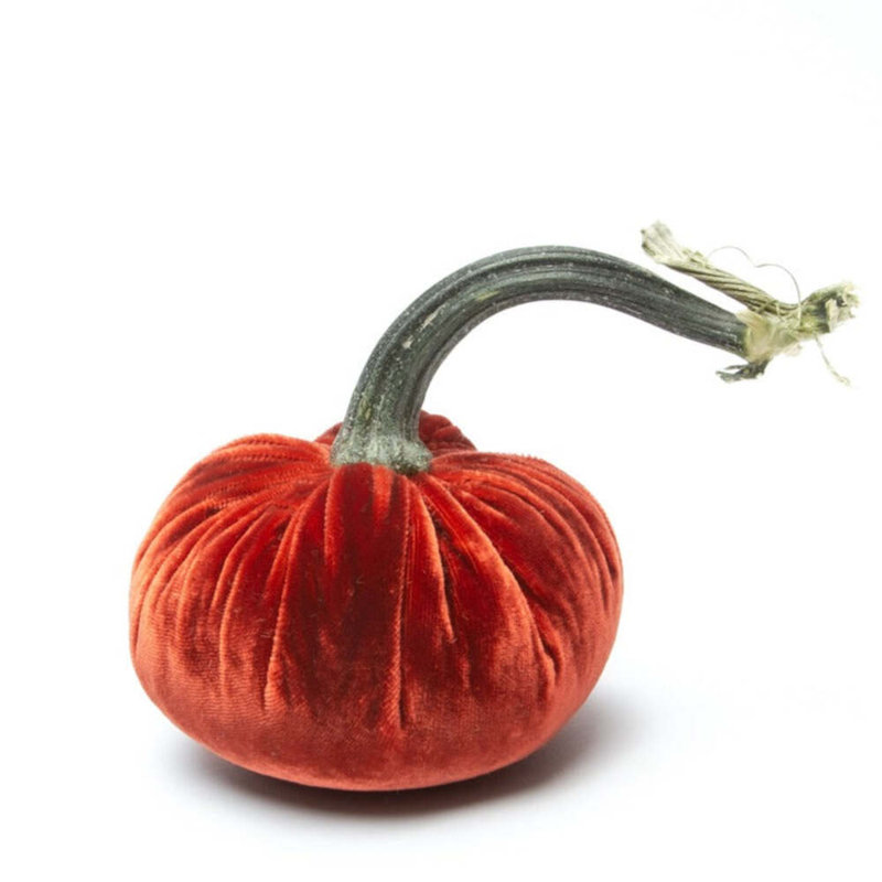 Rust Silk Velvet Pumpkin, 4" H x 2.5" W x 2.5" D
