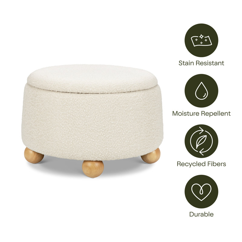 Tuffet Ottoman, Ivory Boucle