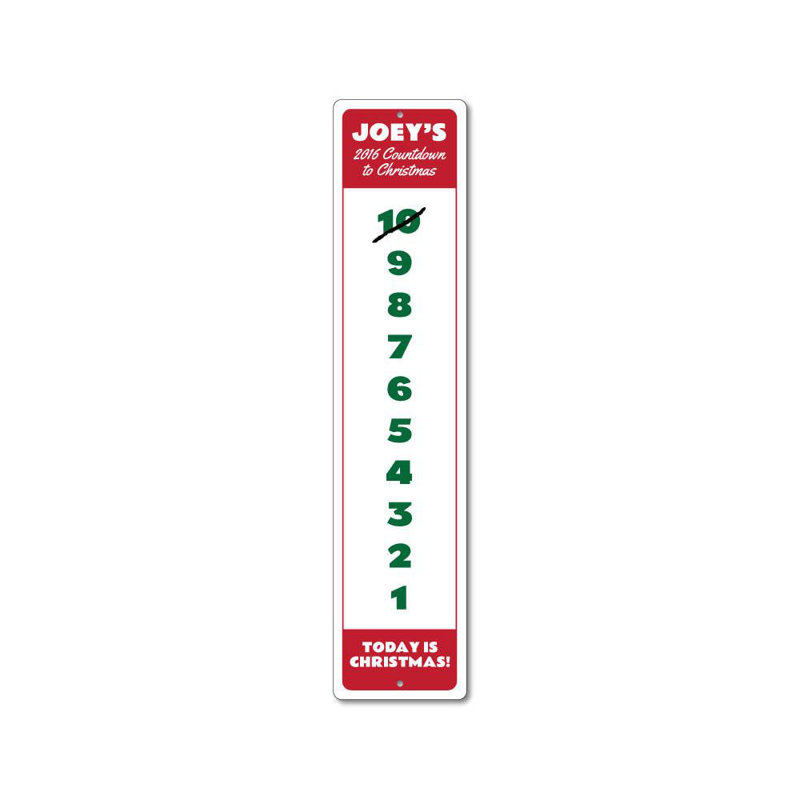 Plaque de Noël avec compte à rebours en aluminium, H 6 po x l 24 po x P 0,06 po