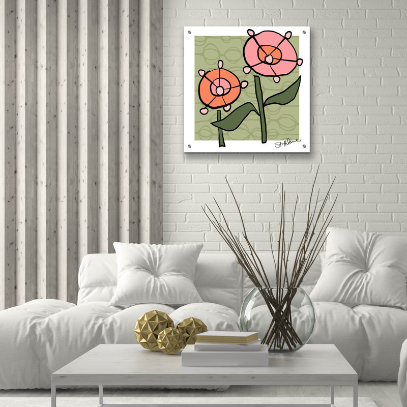 «Abstract Floral On Green» par St. Hilaire Elizabeth, H 24 po x l 24 po x P 0,2 po