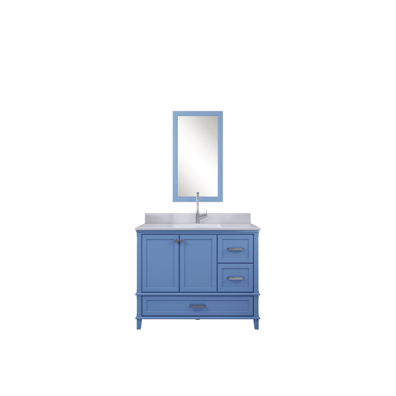 Ensemble de meuble-lavabo simple 41,3 po avec miroir Clabo, Bleu