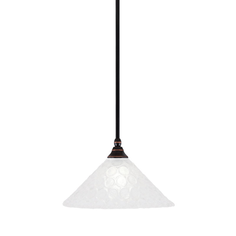  Stem Hung Mini Pendant, Black Copper Finish, With 12" Italian Bubble Glass, Black Copper