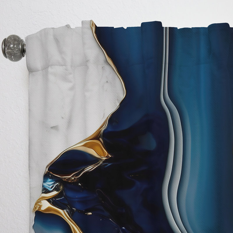 Abstrait géométrique bleu V - Rideau moderne - Velours obscurcissant - 1 panneau, L 52 po x L 108 po