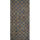 Antique Grid Log Cabin Folk Art Pattern Colorful American Hooked Rug
