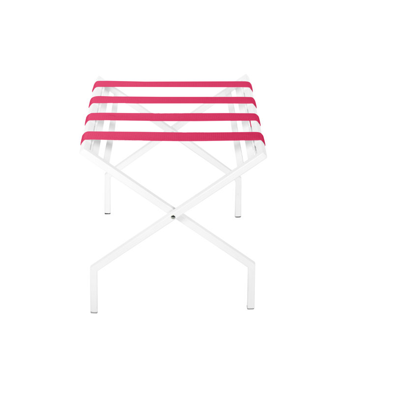 Porte-bagages pliant en métal, Rose, Blanc