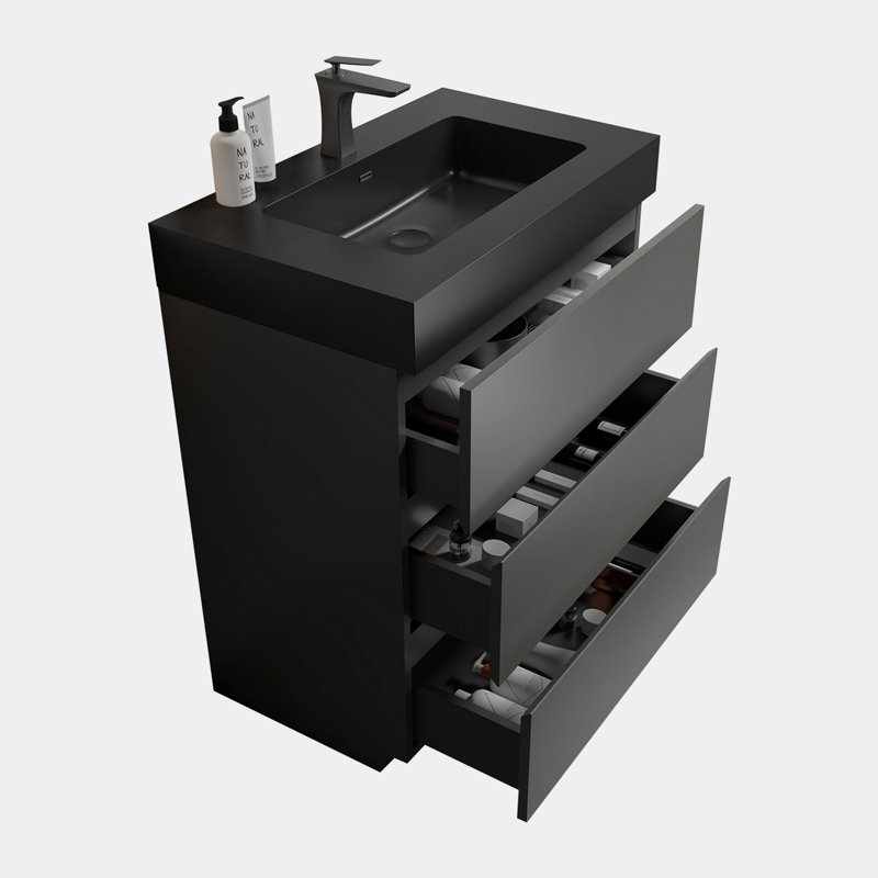 Ensemble de meuble-lavabo simple 29,9 po avec plateau en résine Calera