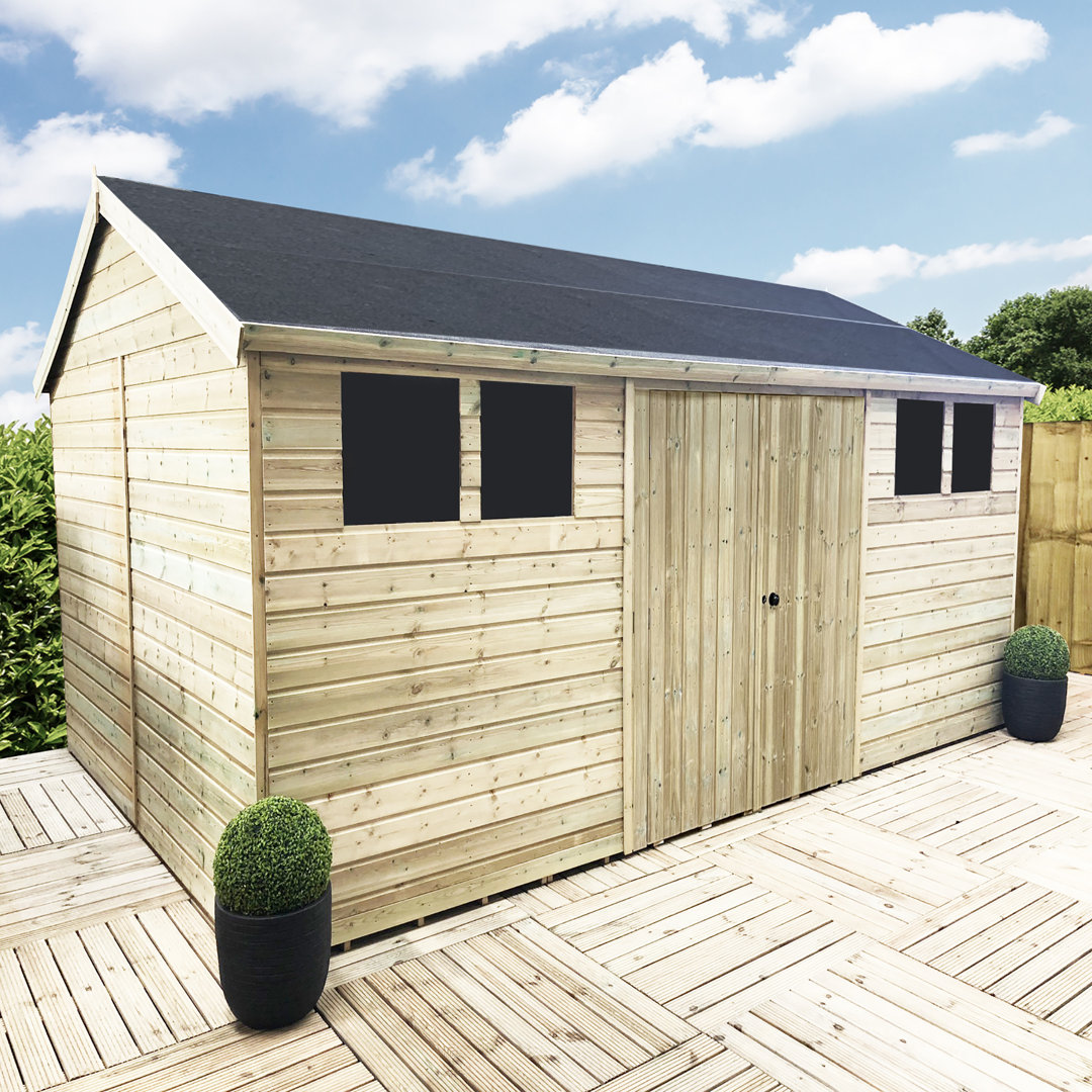 Jedediah 16 ft. W x 11 ft. D Solid Wood Garden Shed