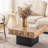 Three-Dimensional Embossed Pattern Square Retro Coffee Table With 2 Drawers And MDF Base-1083609984