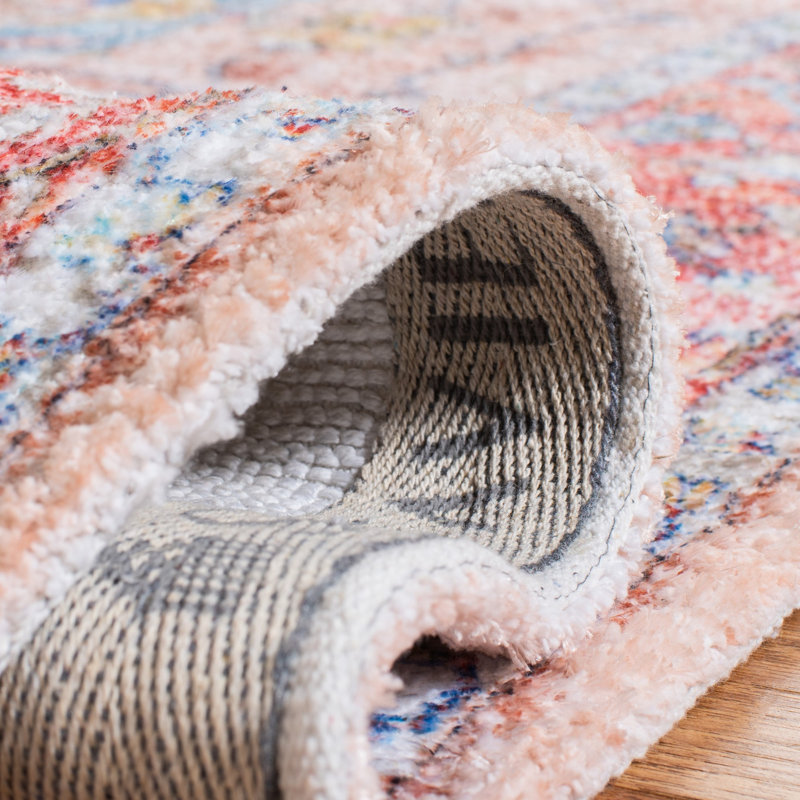 Tapis oriental rouille / bleu touffeté à la main Boadle, Carré 6 pi