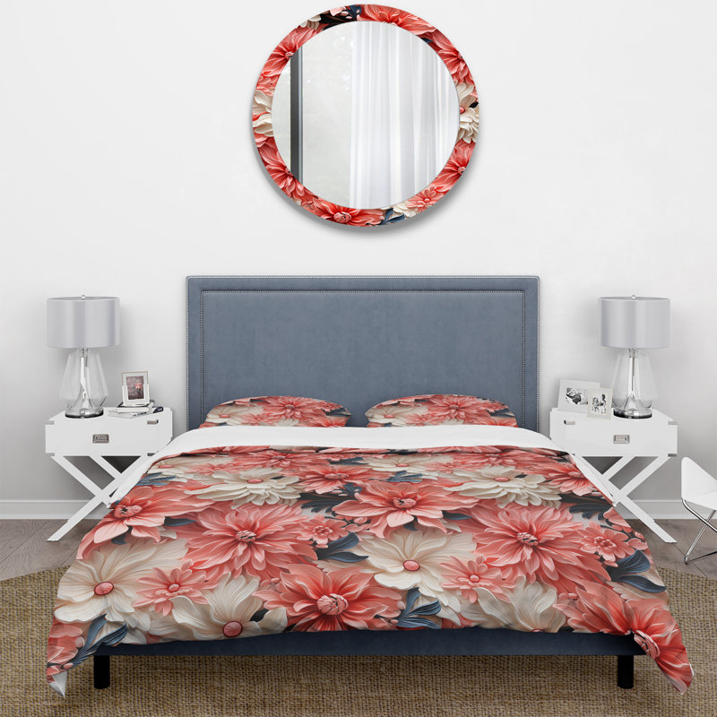 Literie Coral Twilight Iv Tropical, Housse de couette pour très grand lit et 2 très
