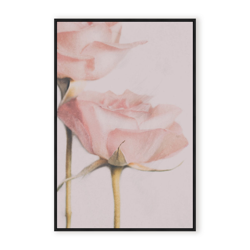 Nature Inspired Two Roses by  - Picture Frame Photograph on Paper, 36" H x 24" W x 1.125" D, Framed Print, White