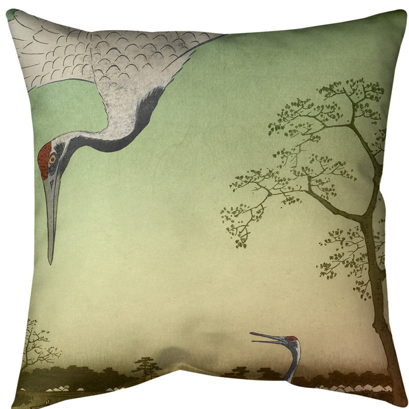 Coussin japonais, Vert / dégradé orange, Bourre en polyester, Polyester filé