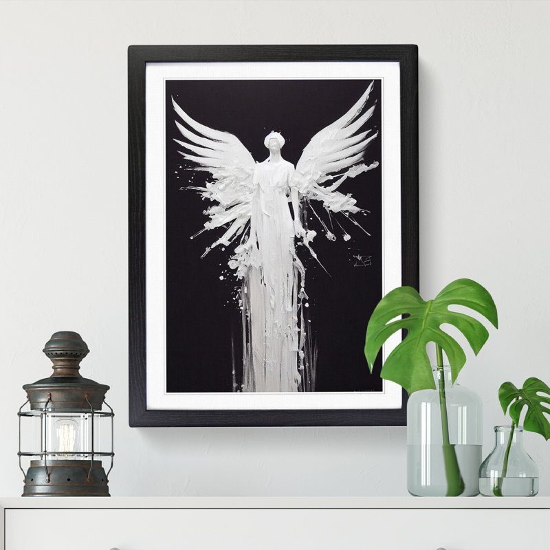FRM-V0523-90X Angel Splash - Single Picture Frame Print, 64cm H x 46cm W x 2cm D, Black Framed