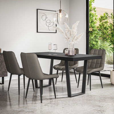 Wapella 160cm Dining Table Set with 6 Nova Faux Leather Chairs