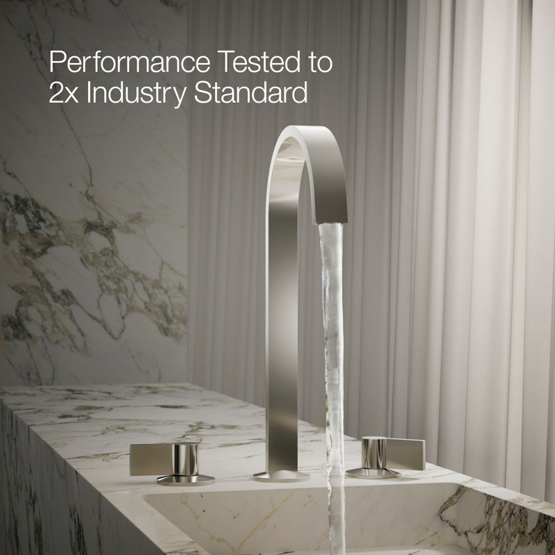 Components Bathroom Sink Spout With Ribbon Design, Polished Nickel