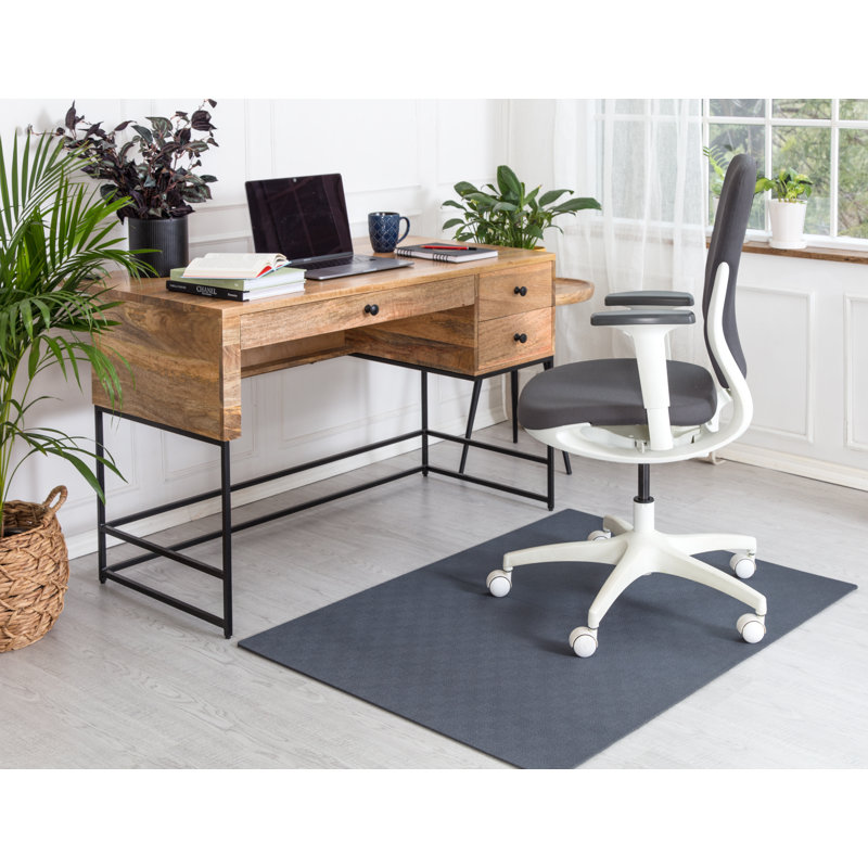 Gray Rectangular PVC and Polyester Office Chair Mat