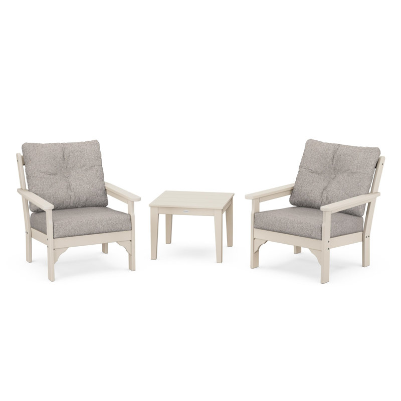 Vineyard 3-Piece Deep Seating Set, Weathered Tweed, Green