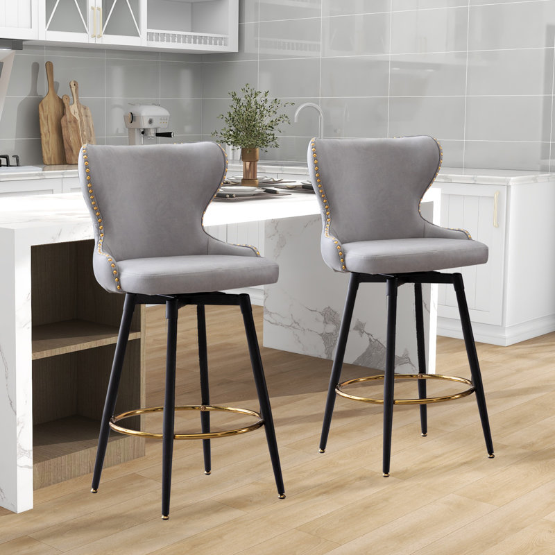 Corrigan Studio® Swivel Bar & Counter Stool With Footrest | Wayfair