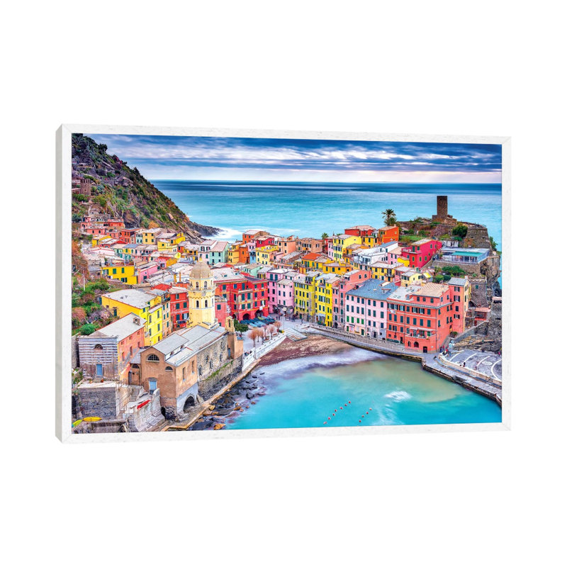 Vernazza by Marco Carmassi - Print on Canvas, 66.04 cm H x 45.72 cm W, White Framed