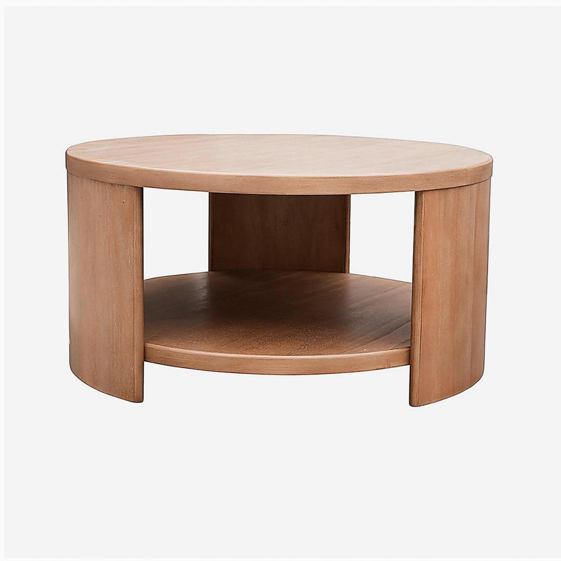 Table basse circulaire avec base, Natural, Natural, Wood