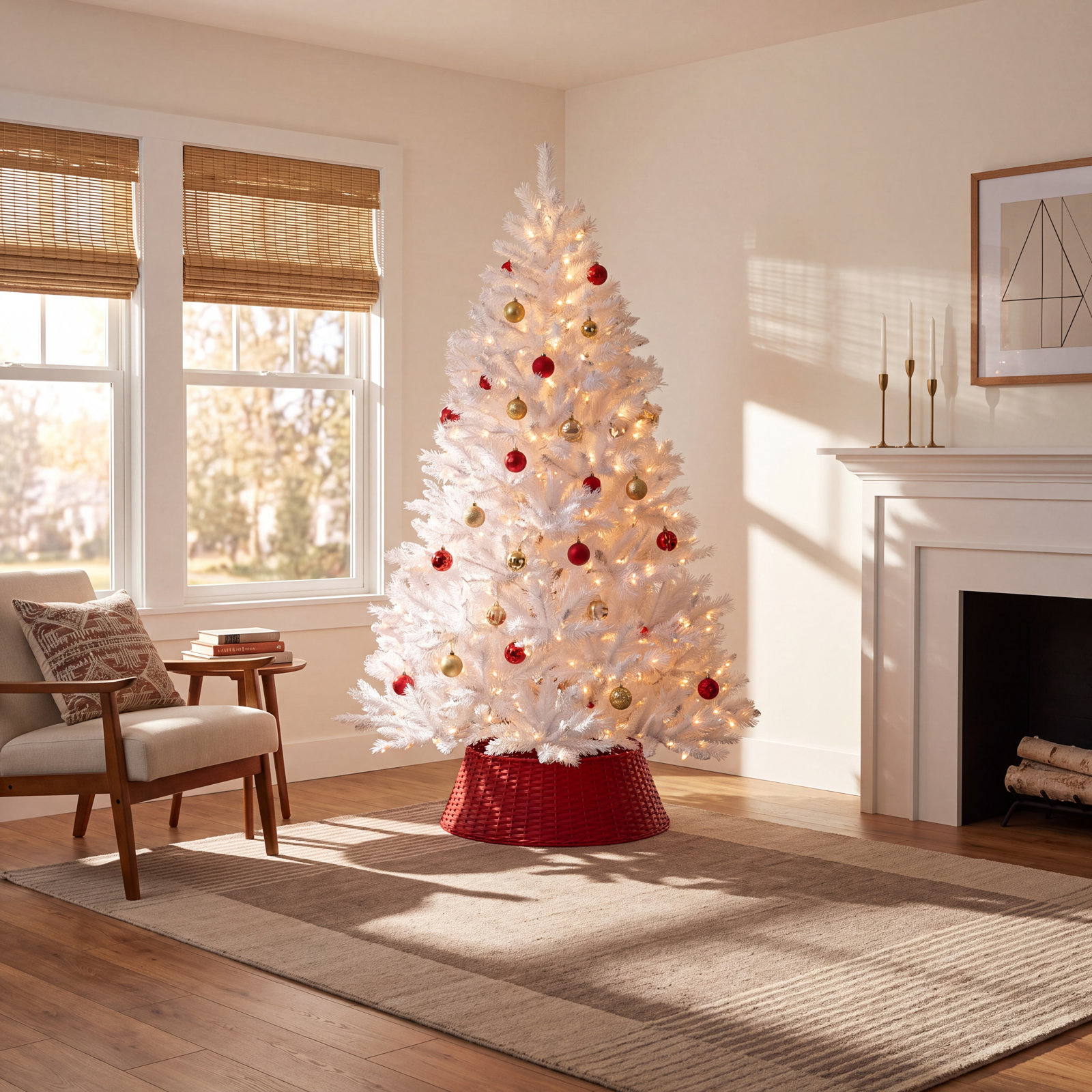 Pre-Lit White Pine Christmas Tree, 7'