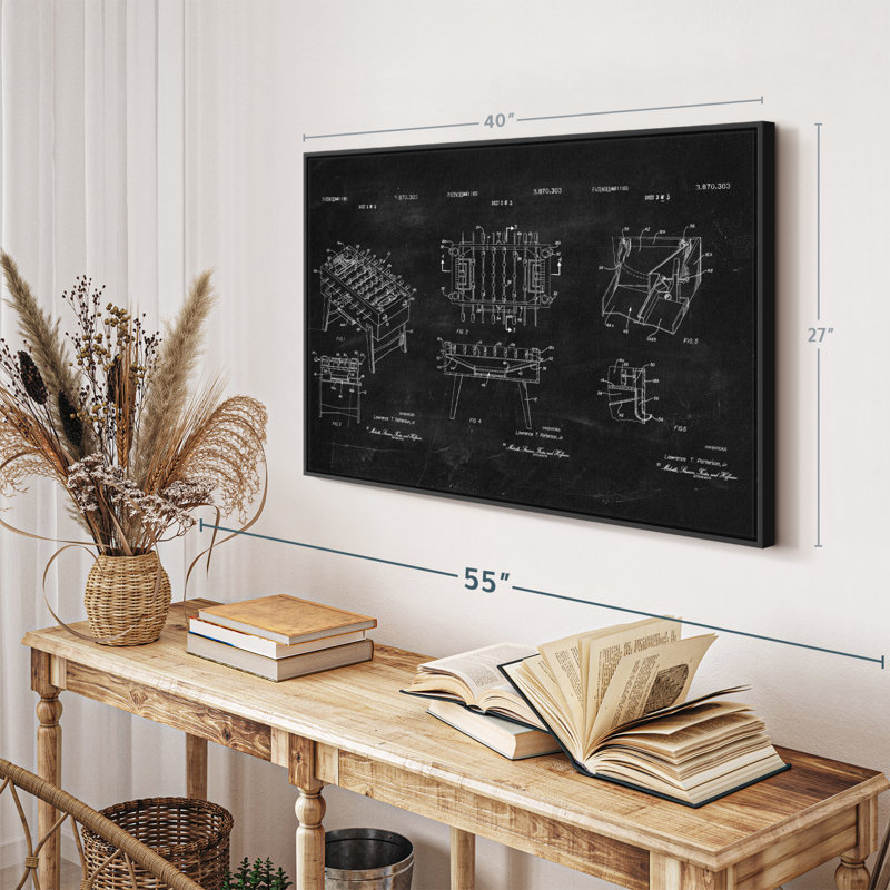 Brevet «Soccer Table BW vernis sur toile», H 27 po x l 40 po