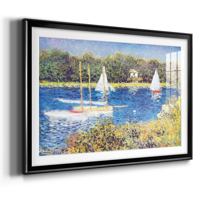La seine à Argenteuil, 1874, reproduction encadrée avec passe-partout mat et verre, Noir, H 19 po x l 27 po x P 1,5 po