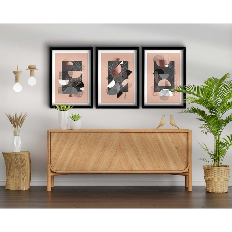 Elegant Decorative Framed MDF Paintings (3 Pieces), 15.0 x 20.9 Inches | 100% MDF with 0.11-Inch Thickness, 100% Wooden Frame with 0.87-Inch Thickness | Perfect for Home Décor, Living Room & Office Spaces