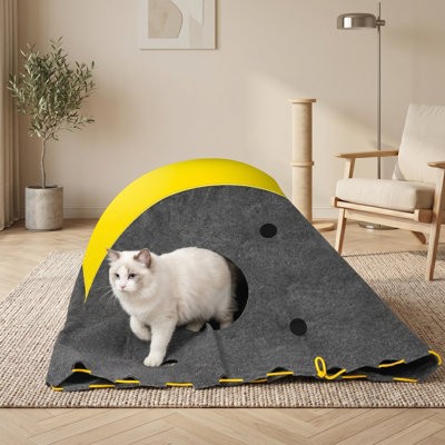 Collapsible Cat Activity Center Mat & Play Rug, Includes Tunnel Bags, Drill Sleeping Bag, Crinkle Bags, for Indoor Cats