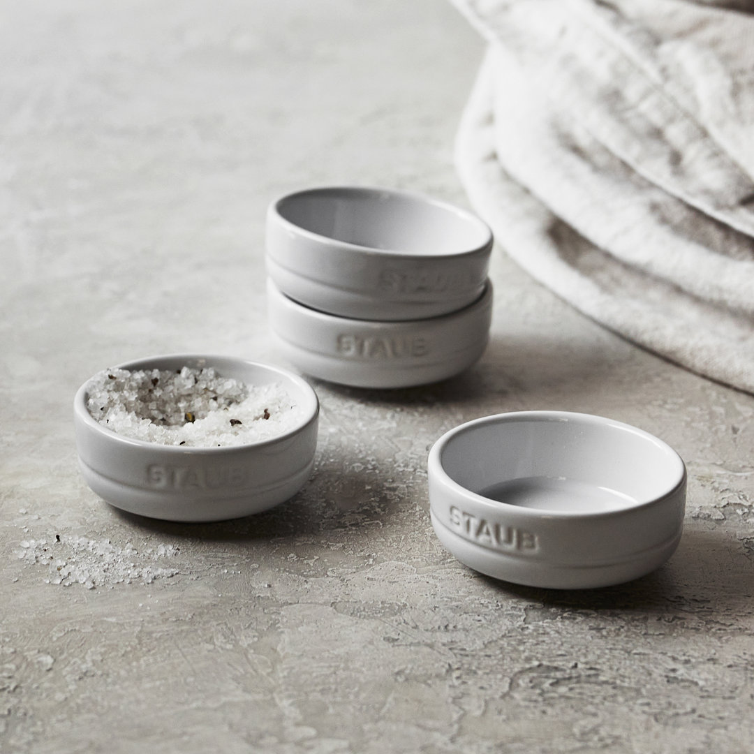 Staub Ceramic Dinnerware Condiment Dish - White (Set of 4) Staub