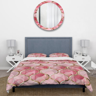 Ensemble de housse de couette rose doré à motif de quadrilobe glamour II