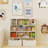 Toy Storage Organizer with 2 Movable Drawers, Multi-Functional 7 Shelf Kids Bookcase with 2 Hooks, Children Book Shelf for Kids Room