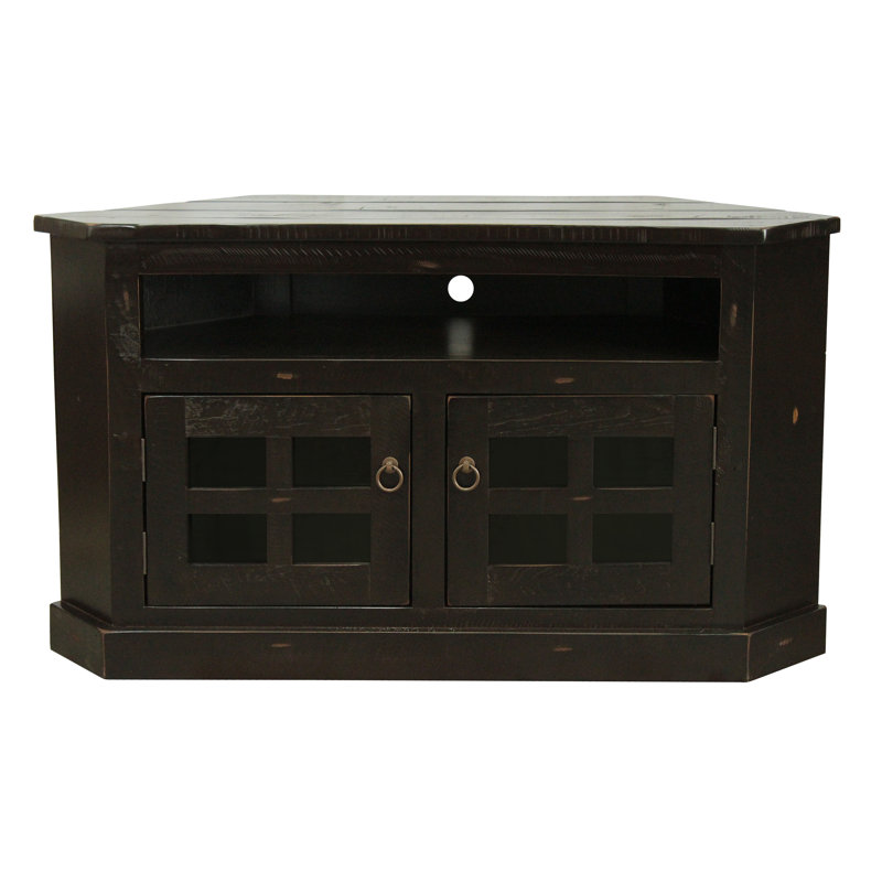 Lonan Unfinished Corner TV Stand for TVs up to 55", Rustic Antique Black