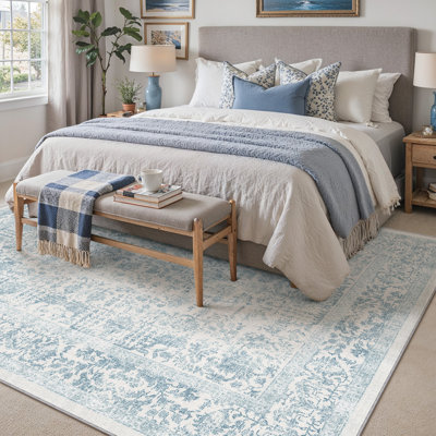 Tapis vintage lavable à la machine avec envers antidérapant Arnedo