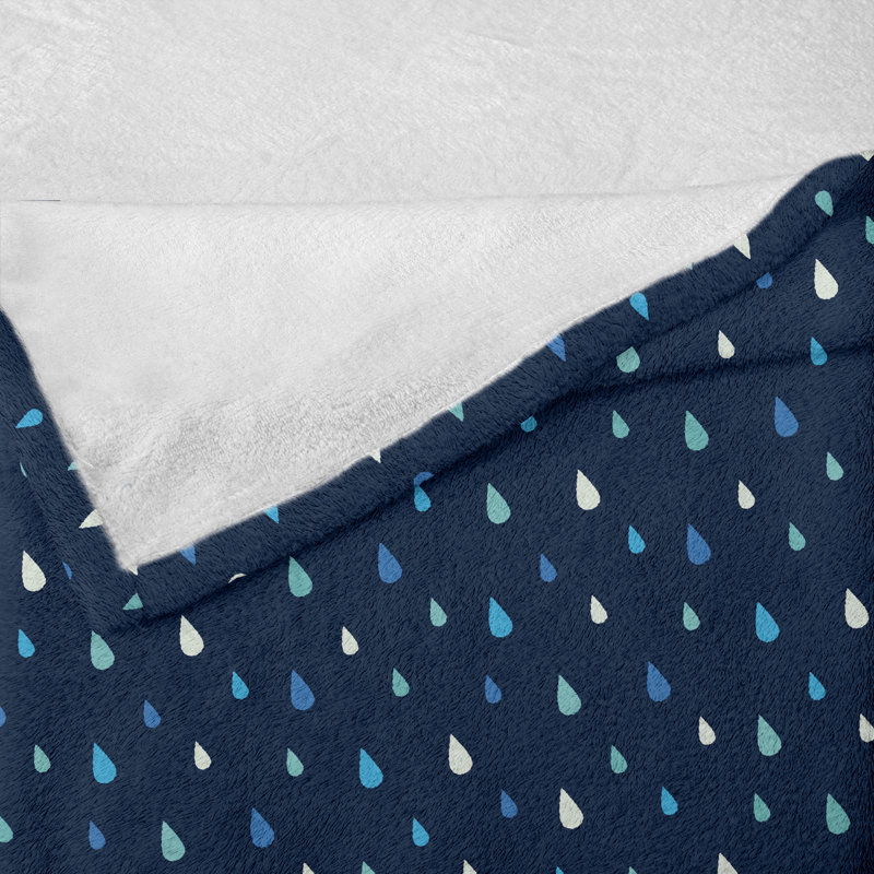 Ambesonne Fleece Throw Blanket, 50" W x 60" L, Indigo Rain Drops Turquoise