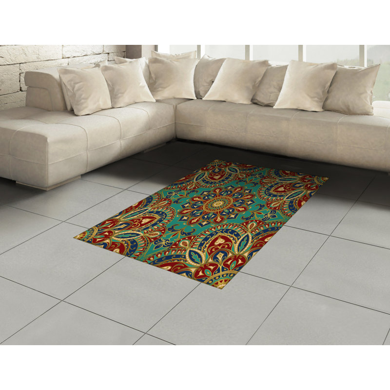Mandala High Density Long Fiber Poly Threads Decorative Area Rug Carpet, Rectangle 4' x 5'8"