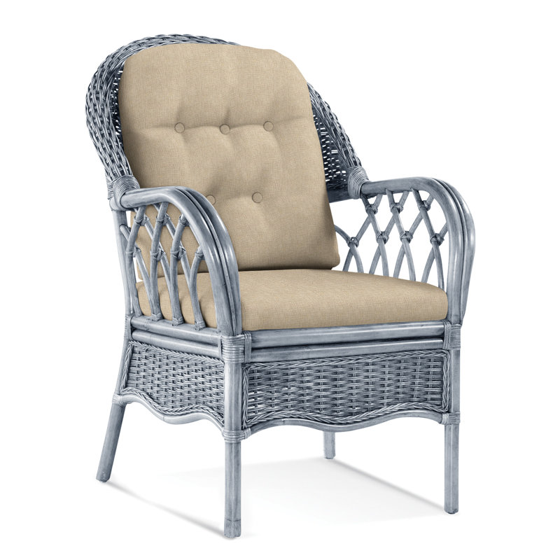Everglade Upholstered Arm Chair, Sea Glass, Oatmeal Crypton Performance; 0822-74