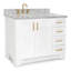 Meuble-lavabo simple en bois massif 43 po Freitas blanc avec plateau en marbre de Carrare 1,5 po, évier gauche décalé, rectangle-718851066-685202057-718851061